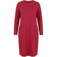 Ulla Popken - Dames - Bigshirt zakken ronde hals lange mouwen - Donkerrood - Maat 58+