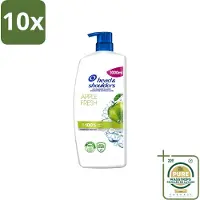 Head & shoulders 10 x - Anti-Roos Shampoo - Apple Fresh - Pompflacon - 1000 ml - Wasstrips - Roosvrij Haar - Anti-roos Shampoo - Hoofdhuid Verzorging - Appelgeur Shampoo - Microbiome Balans