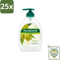 Palmolive 25 x - Milk & Olive - Handzeep Met Pomp - Verzorgend & Mild - 500 ml - Wasstrips - Handzeep - Melk En Olijf - Verzorgende Handzeep - Mild Handzeep - Handzeep Met Pomp
