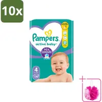 Pampers 10 x – Luiers – Active Baby Maat 4 – 46 Luiers - Bulkverpakking - Baby luier - Douchemop - Baby droog