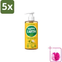 Happy Earth 5 x – Handzeep – 100% Natuurlijk Jasmine Ho Wood – 300 ml - Bulkverpakking - Natuurlijke handzeep - Douchemop - Vegan handzeep