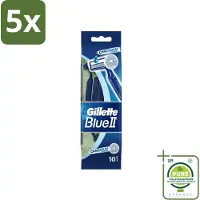 Gillette 5 x - Blue 2 - Wegwerpscheermesjes - Chromium Coating - 10 Scheermesjes - Grootverpakking - Vaatwasstrips - Scheermesje - Wegwerpscheermesje - - Gromium Coating - Comfortabel Scheren