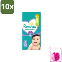 Pampers 10 x – Luiers – Active Baby Maat 3 – 54 Luiers - Bulkverpakking - Baby luiers - Douchemop - Droge nachten