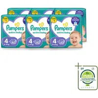 Pampers 6 x – Luiers – Active Baby Maat 4 (9-14 kg) – 62 Luiers - Grootverpakking - Vaatwasstrips - Luiers Voor Baby - Droge Luiers - Actieve Baby - Superabsorberende Luiers - Anti-lek Luiers