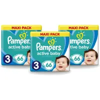 Pampers 3 x – Luiers – Active Baby Dry Maat 3 – 66 Luiers - Voordeelverpakking - 3 stuks