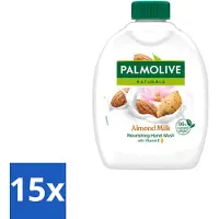 Palmolive 15 x - Amandelmelk - Handzeep Navulling - Zacht & Hydraterend - 300 ml - Voordeelverpakking - 15 stuks