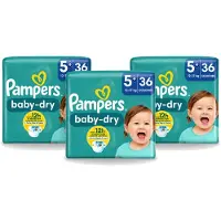 Pampers 3 x – Luiers – Baby-Dry Maat 5+ (12-17 kg) – 36 Luiers - Voordeelverpakking - 3 stuks
