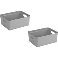 Sunware Opbergbox Sigma - 5x - kunststof - lichtgrijs - 24 liter - Opbergbakken/opbergers - 45 x 35 x 18 cm