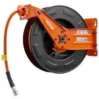 Selius Persluchtslanghaspel Automatisch Oprollen - 15 Meter Hybride Slang - 9,5 mm Diameter - Stalen Dubbele Arm