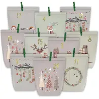 OCreon Adventskalender om te vullen, 24 kerstkalenders, papieren zakken om zelf te knutselen, doe-het-zelf cadeauzakjes, kalender om zelf te knutselen