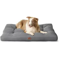 OCreon Hondenbed voor grote honden - 111 x 89 cm - wasbaar - grijs - met getufte vulling - antislip