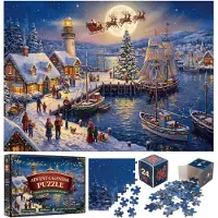 OCreon Adventskalender 2026 kersthaven puzzel voor volwassenen, 1008 stukjes