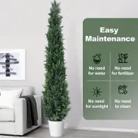 Selius Kunst cederbomen - Set van 2 - 183 cm hoog - Weerbestendig PE plastic - Onderhoudsvrij groen