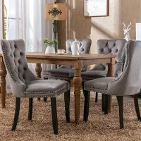 Selius Eetkamerstoelen - Stoelen - Dining Chairs - Zitmeubilair - Set van 2 Grijs - Zacht Gestoffeerd - Bamboe Frame