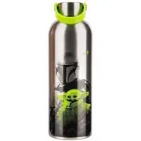 Paladone Star Wars, Mandalorian & Grogu Waterfles – 500 ml RVS Isolatiefles met Draaglus, Officieel gelicentieerd -