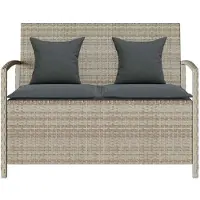 vidaXL Tuinbank met kussen poly rattan lichtgrijs