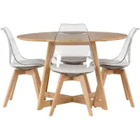 Ebuy24 Yakidon eethoek eettafel met uitschuifbare functie bruin 4 stoelen kunststof naturel.