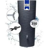 Graf GARANTIA NATURA 2in1 regenton compleet set 350 L graphite grey incl. Design chroom-uitloopkraan en regenpijp aansluiting