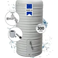 Graf GARANTIA NORDIC 2in1 regenwatertank compleet set 300 L steengrijs incl. chroom aftapkraan en regenpijpaansluiting