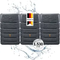 Graf 4rain SLIM STONE DECOR wandtank SET 1530 L graphite grey, 3 x SLIM STONE DECOR 510 L incl. koppelstuk
