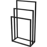 ML-Design handdoekenrek met 3 handdoekenrekken, breedte 45cm, zwart, gemaakt van staal, vrijstaand handdoekenrek voor badkamers, badhanddoekenrek zonder boren, 3 verdiepingen tellende handdoekenladder