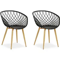 Homestyle4u Tuinstoel met armleuningen, set van 2. Zwarte tuinstoelen, geschikt voor balkon, terras en tuin. Kunststof stoelen, ook geschikt als keukentool. Buitenstoelen