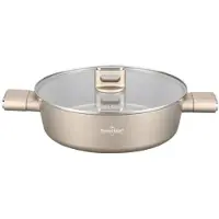 Swiss Haus SCLC28CH Hapjespan Ø28 cm met Deksel – Inductie & Alle Warmtebronnen – PFAS Vrij – 3.6L Braadpan – Antiaanbaklaag – Champagne