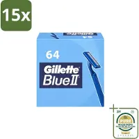 Gillette 15 x - Blue 2 - Wegwerpscheermesjes - Duurzaam en comfortabel - 64 Scheermesjes - Wasstrips - Scheermesjes - Wegwerpscheermesjes - Blue Ii - Scheerbeurt - Duurzaam