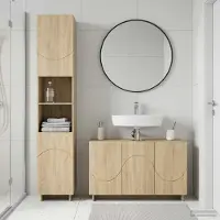 vidaXL - Badkamerkast - set - 2 - st - Sonoma - Eiken - Bewerkt - hout