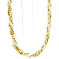 Cavill - Zilveren Halsketting - Verguld 925 Sterling Zilver - Braziliaanse Citrien 46ct - Witte Zoetwaterparel Fancy - Verstelbare Chique Ketting