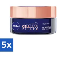Nivea 5 x - Nachtcrème - CELLular Expert Lift Anti-Veroudering - Voor alle huidtypes - Met Bakuchiol & Hyaluronzuur - Verhoogt collageen & anti-rimpel - 50 ml - Voordeelverpakking - 5 stuks