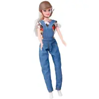 Eddy Toys Doll & Horse - Modepop met Bruin Paard - 4-delige Speelset - Inclusief Cap, Haarborstel en Zadel - Speelgoedpop 29 cm - Blond Haar - Kunststof - Vanaf 3 Jaar - Geschikt voor Meisjes