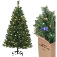 Salcar , kunstkerstboom van 150 cm met verlichting, 2 lichtkleuren (warm wit/kleurrijk), LED-kerstboom inclusief afstandsbediening