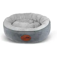 Merkloos Verstelbaar hondenbed in de vorm van een donut, fuchsia/grijs, maat S, 51 cm