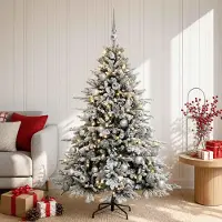 Syfax Kunstkerstboom met kerstballen, 120 cm, 150 LED-lampjes