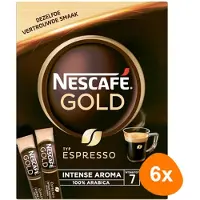 Nescafe Gold Espresso oploskoffie - 6 doosjes x 25 zakjes