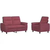 vidaXL Bankstel 2 pcs Wijnrood Stof