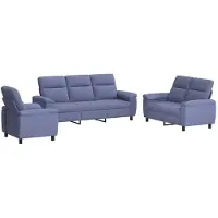 vidaXL Bankstel 3 pcs Jeans Blauw Stof