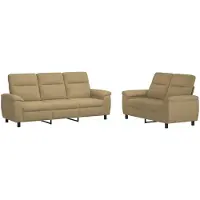 vidaXL Bankstel 2 pcs Lichtbruin Stof