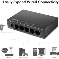 Logilink NS0116, Gigabit Ethernet switch voor op het bureau, 5 poorten, zwart