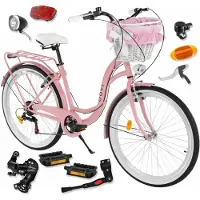 DaviBikes Amelia – Kinderfiets – 24 inch – 7 versnellingen – Shimano – V-brake – 130-165 cm – Roze/Zwart – Meisje