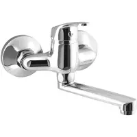 A&n&a aqualine 35 Wandgemonteerde mengkraan, 10cm hartafstand, flat uitloop 12cm, chroom