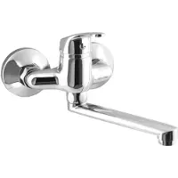 A&n&a aqualine 35 Wandgemonteerde mengkraan, 10cm hartafstand, flat uitloop 16cm, chroom