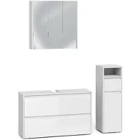 Vicco Badkamermeubelset Majest, Wit Hoogglans/Wit, 3-delig