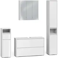 Vicco Badkamermeubelset Majest, Wit Hoogglans/Wit, 4-delig