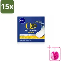 Nivea 15 x - Nachtcrème - Q10 POWER Anti-Rimpel - Voor alle huidtypen - Met Q10 & Creatine - 50 ml - Bulkverpakking - Anti-rimpel crème - Douchemop - Nachtcrème