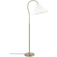 LUCANDE Vloerlamp Lisbeth, wit / opaal, Woon-/ Eetkamer, Textiel / Stof / Zijde, Landelijk, vloerlamp