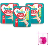 Pampers 3 x – Luierbroekjes – Baby Dry Pants Maat 4 – 25 Luiers - Bulkverpakking - Baby luier - Douchemop - Droge luier