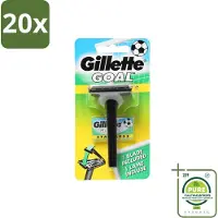 Gillette 20 x - Goal - Scheerset - Stainless Steel - Duurzaam en scherp - 1 Scheermesje - Grootverpakking - Vaatwasstrips - Scheermes - Mesjes - Scherpe Mesjes - Duurzaam Scheermes - Retro Scheermes