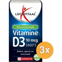 Lucovitaal 3x Vitamine D3 10mcg (60 kauwtabletten)